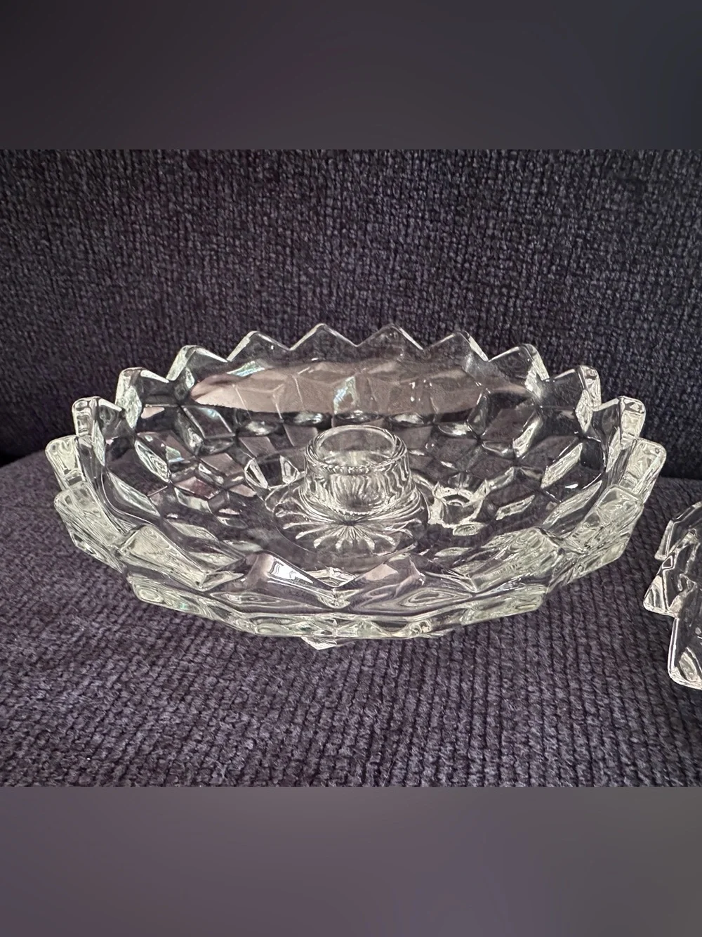 Vintage Fostoria Crystal Taper Candle Dishes - Pair in Excellent Condition